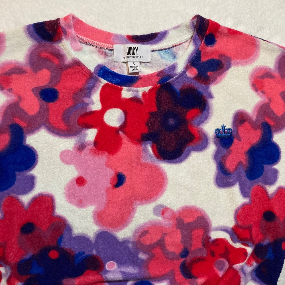 Juicy Couture Floral Terrycloth Crop Top NWOT Sz S